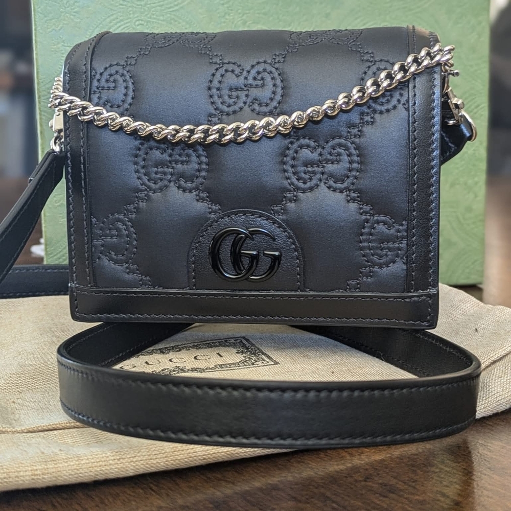 Gucci Black Leather/Nylon Maltese Mini Crossbody Bag